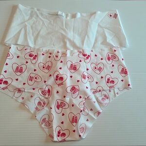 Victoria's Secret White and Pink Heart Print Panties